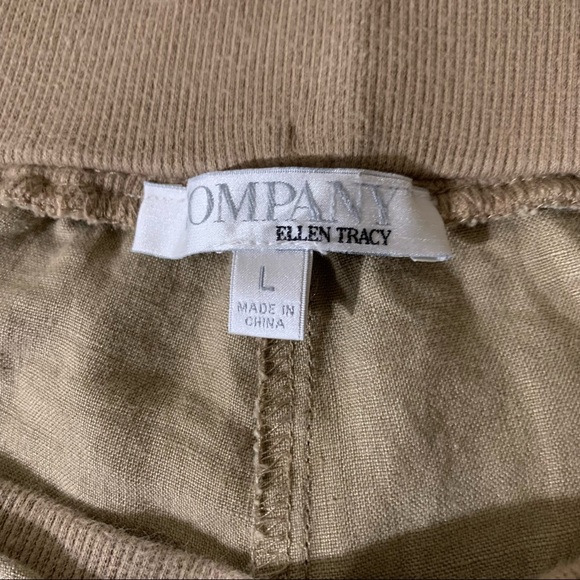 Casual Linen Elastic Waist Trousers with Drawstring Ellen Tracy - Picture 3 of 3